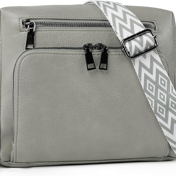 Women’s Vegan Leather Crossbody Bag Multi-Pockets RFID Funtional Stylish - Picture 1 of 8